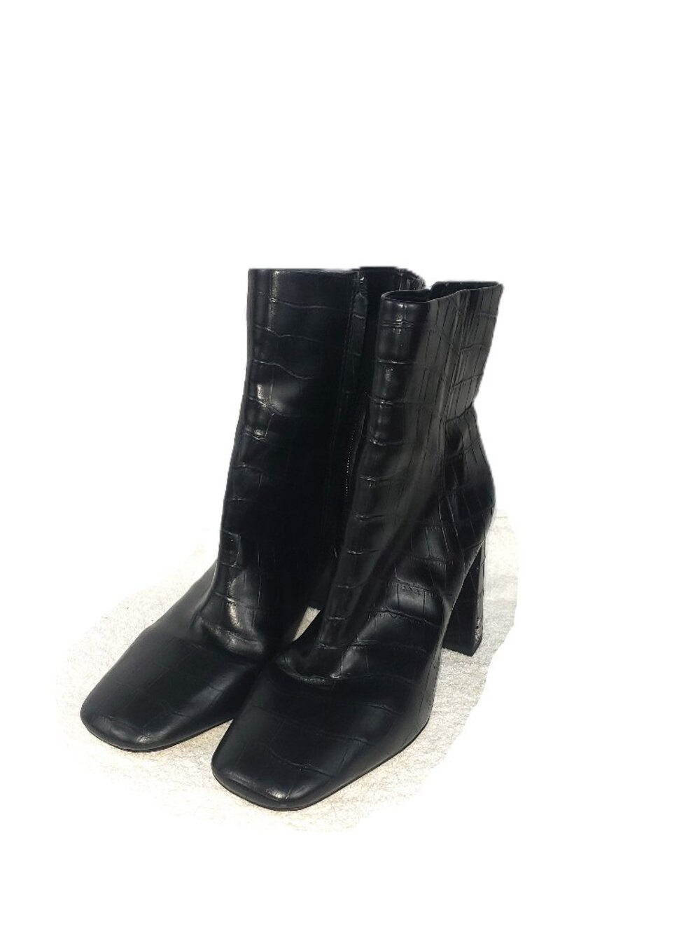 Sam Edelman Codie black crocodile-embossed ankle booties 9.5